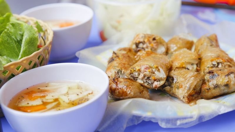 Vietnamese fried spring rolls with vegetables