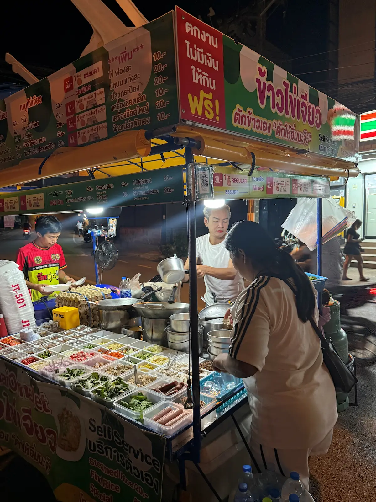 Delicious omelette with rice in styrofoam box