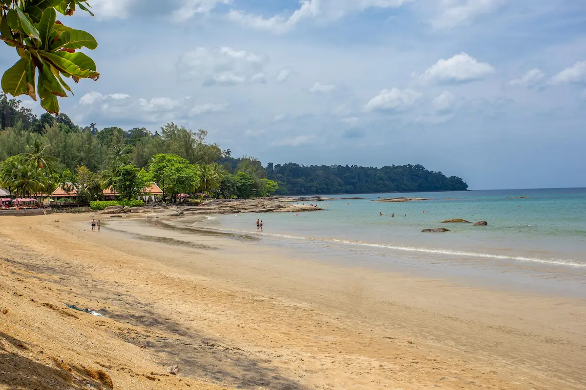 Peaceful Khao Lak beach near Phuket, gateway to the Similan Islands with calm turquoise water and soft golden sand