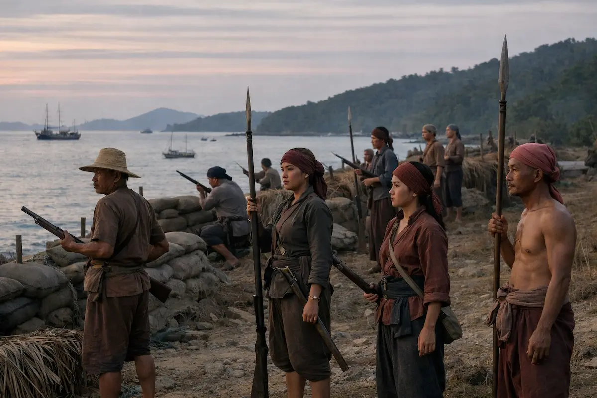 Heroines of Thalang defense strategy showing women disguised as soldiers in Phuket 1785