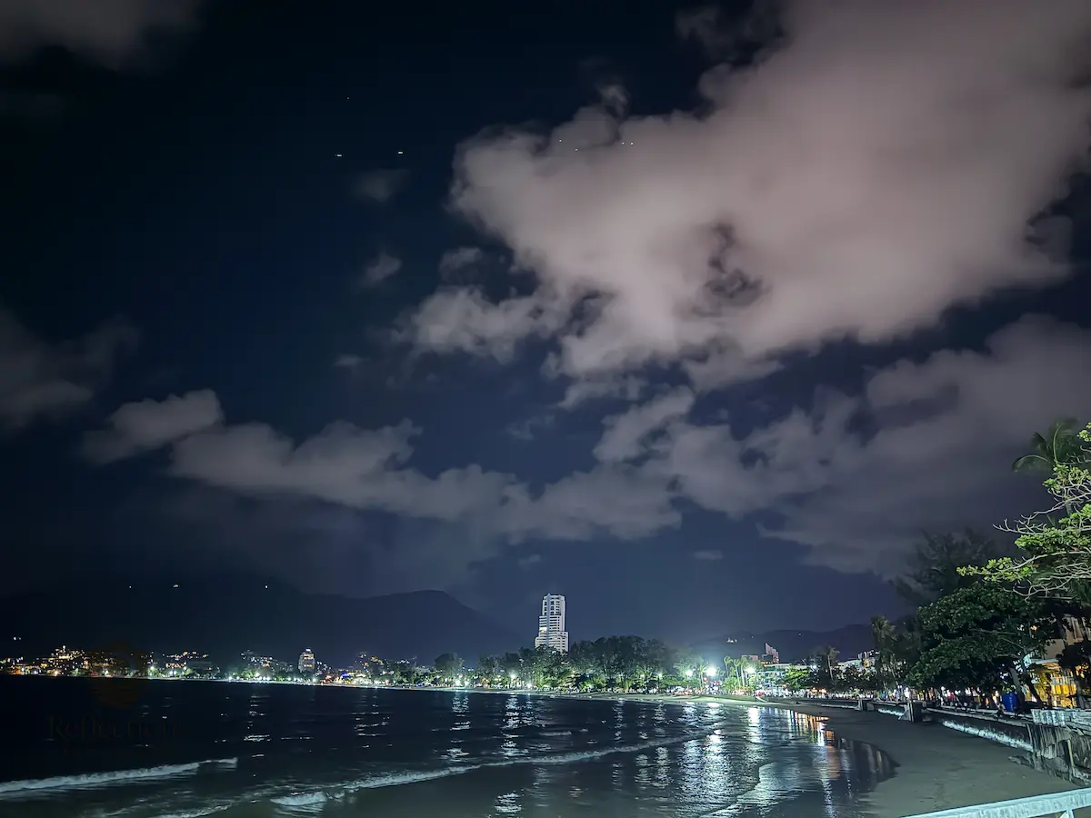 Phuket itinerary showing Patong beach at night with city lights