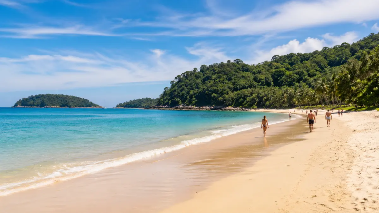 Best time to visit Phuket shown with sunny beach weather and calm sea during ideal travel season