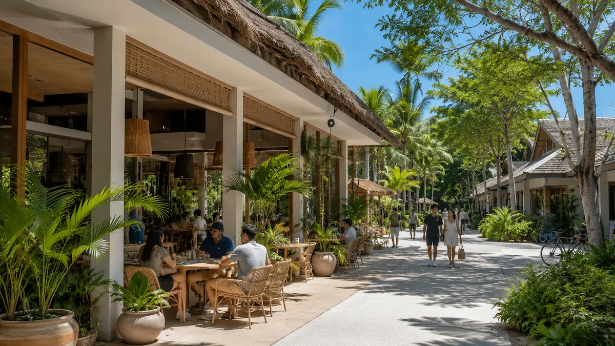 Café and lifestyle atmosphere around Cherng Talay and Laguna Phuket in northwest Phuket