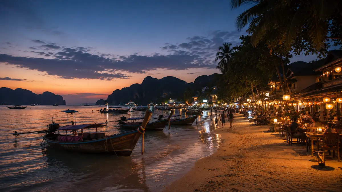 Evening atmosphere on Phi Phi Don island near Phuket in Thailand