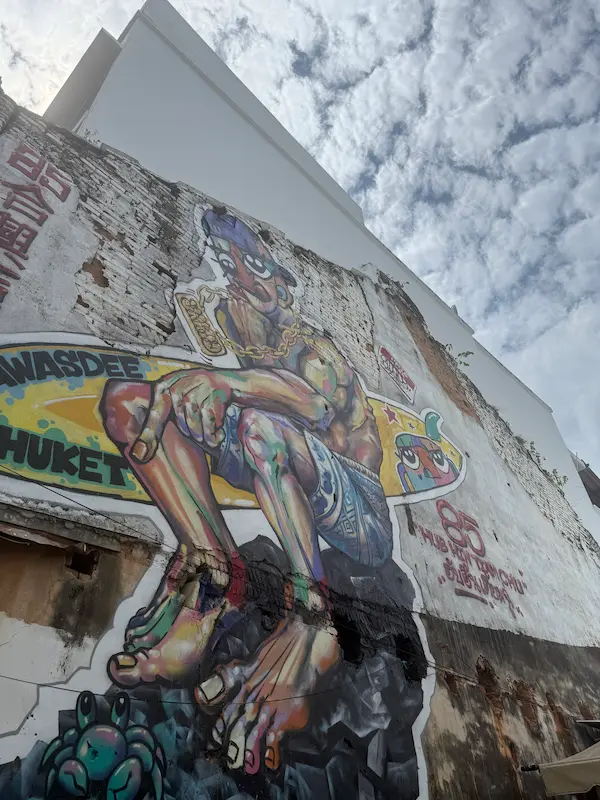 Street art mural on a wall in Phuket Old Town