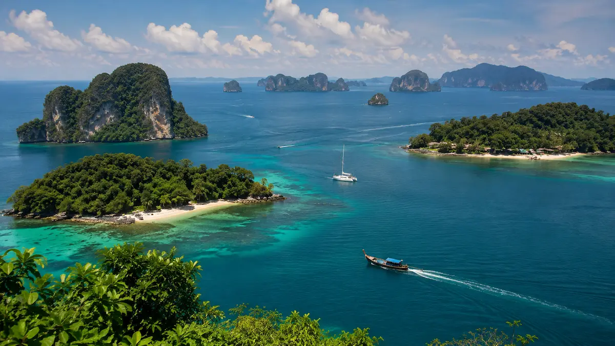 Different tropical island landscapes near Phuket in Thailand’s Andaman Sea