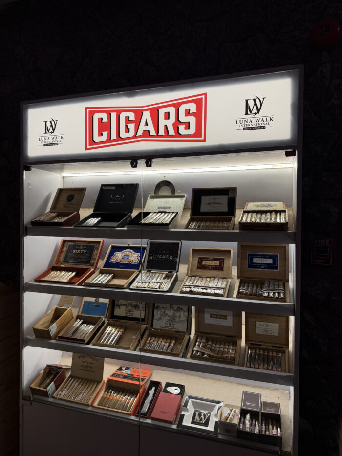Cigar display inside Fira Beach Club Phuket