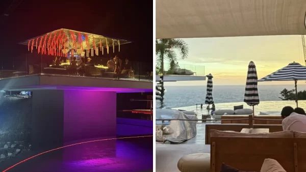 Day and night atmosphere at Fira Beach Club Phuket overlooking Kata Noi