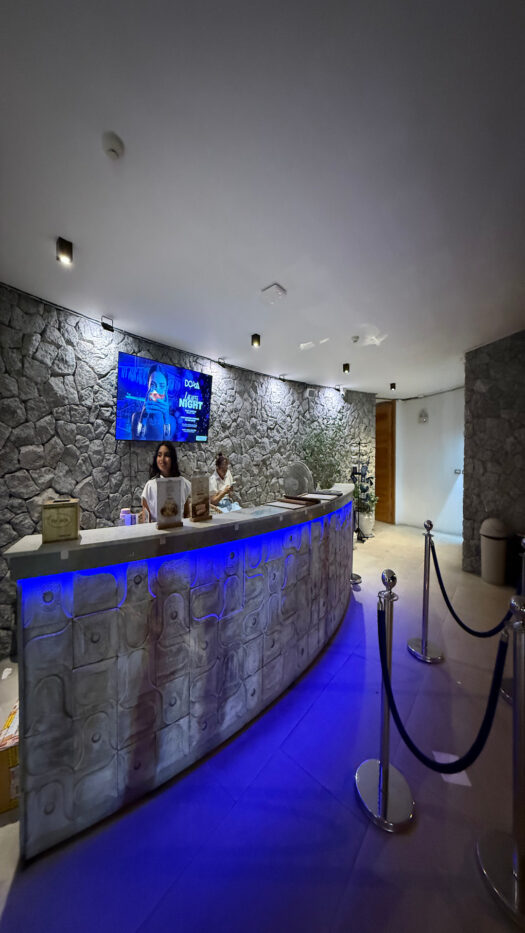 Reception area at Fira Beach Club Phuket overlooking Kata Noi