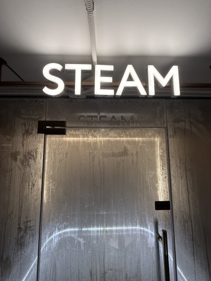 Steam room entrance inside Fira Beach Club Phuket